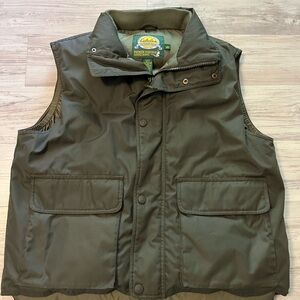 Men’s Cabela Premier Northern Goosedown Puffer Dark Green Outdoor Zip Snap Vest